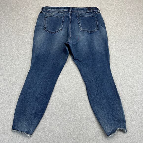 Kut From the Kloth Carlo Ankle Crop Skinny Jeans WMNS 20W Blue High Rise Frayed - Picture 6 of 13